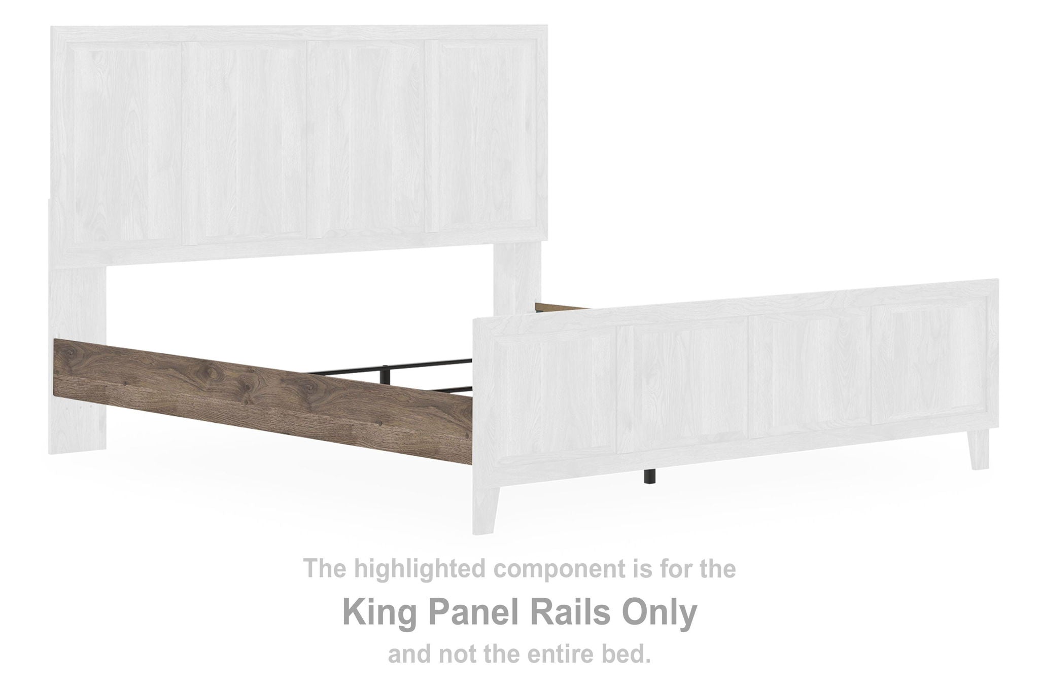 King panel rails with brown wooden side rail pieces