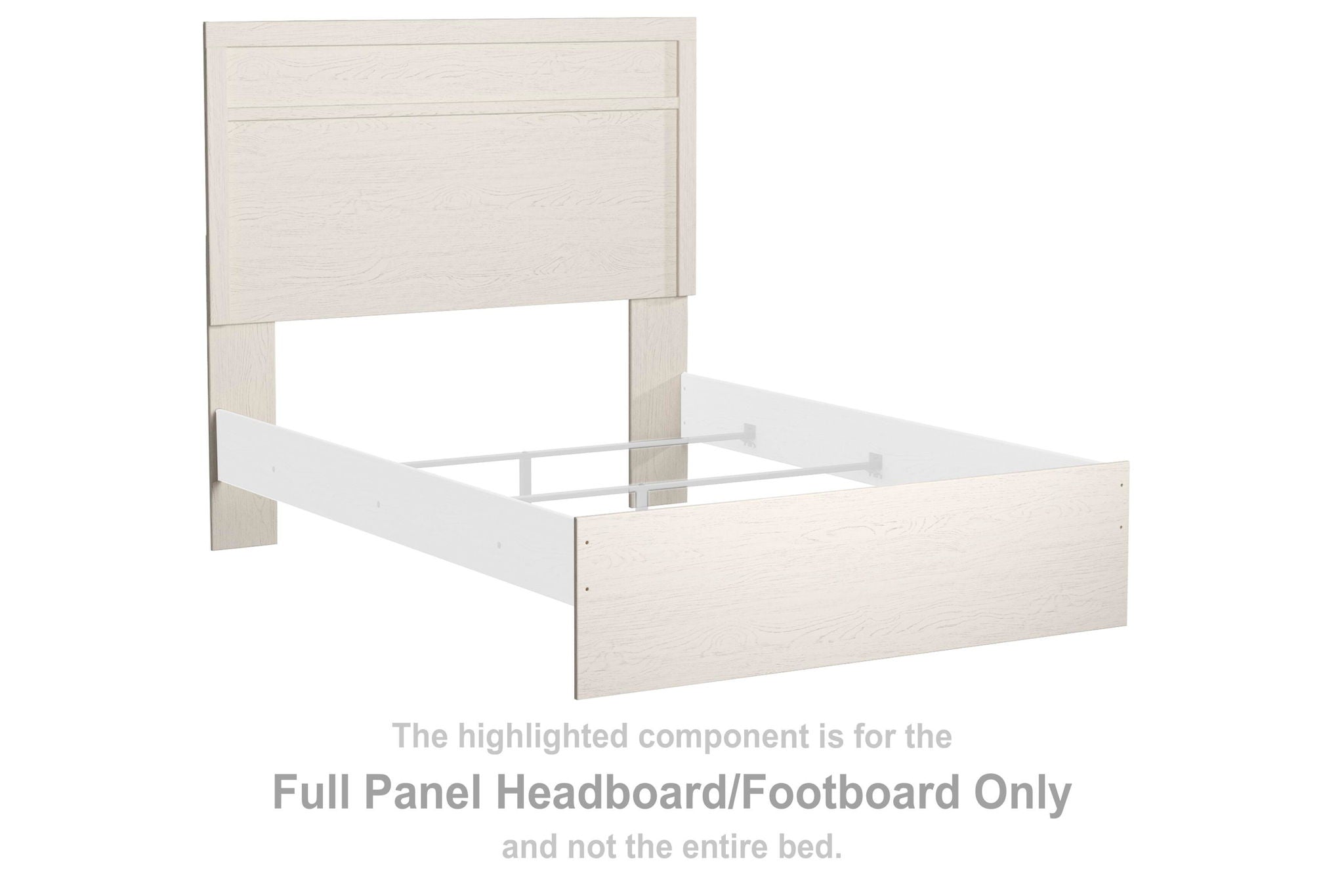 White wooden full panel headboard and footboard with flat slat panels