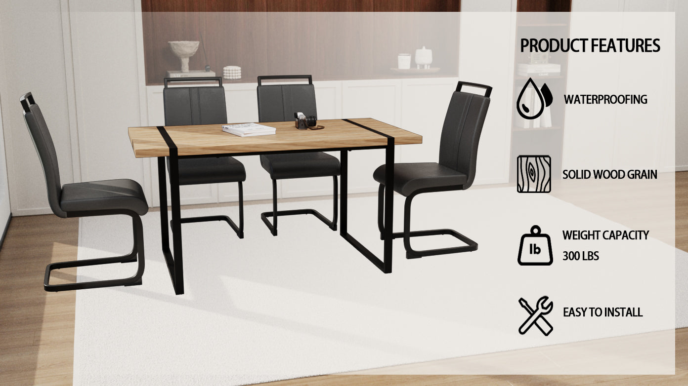 59" Rural Industrial Dining Table & 4 Chairs Set