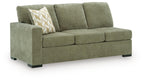 Moss green full sofa sleeper with left-arm facing, padded back and seat cushions