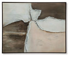 Junward framed wall art with flowing white textured lines over dark brown