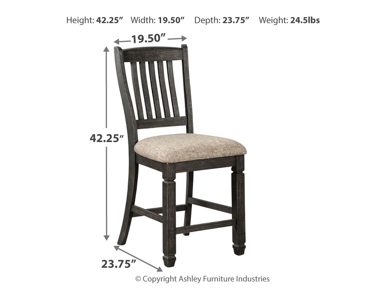 Tyler Black & Grayish Brown Two-Tone Upholstered Barstool (Set of 2) - Padded