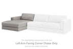 Left-arm corner chaise with light gray upholstery and chaise extension