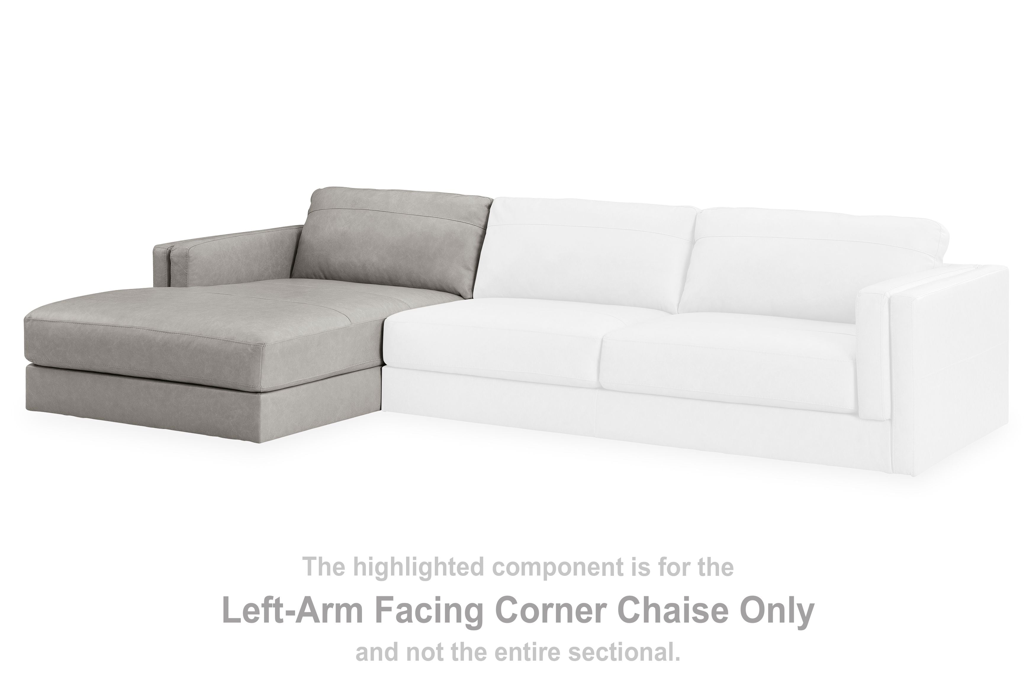Left-arm corner chaise with light gray upholstery and chaise extension