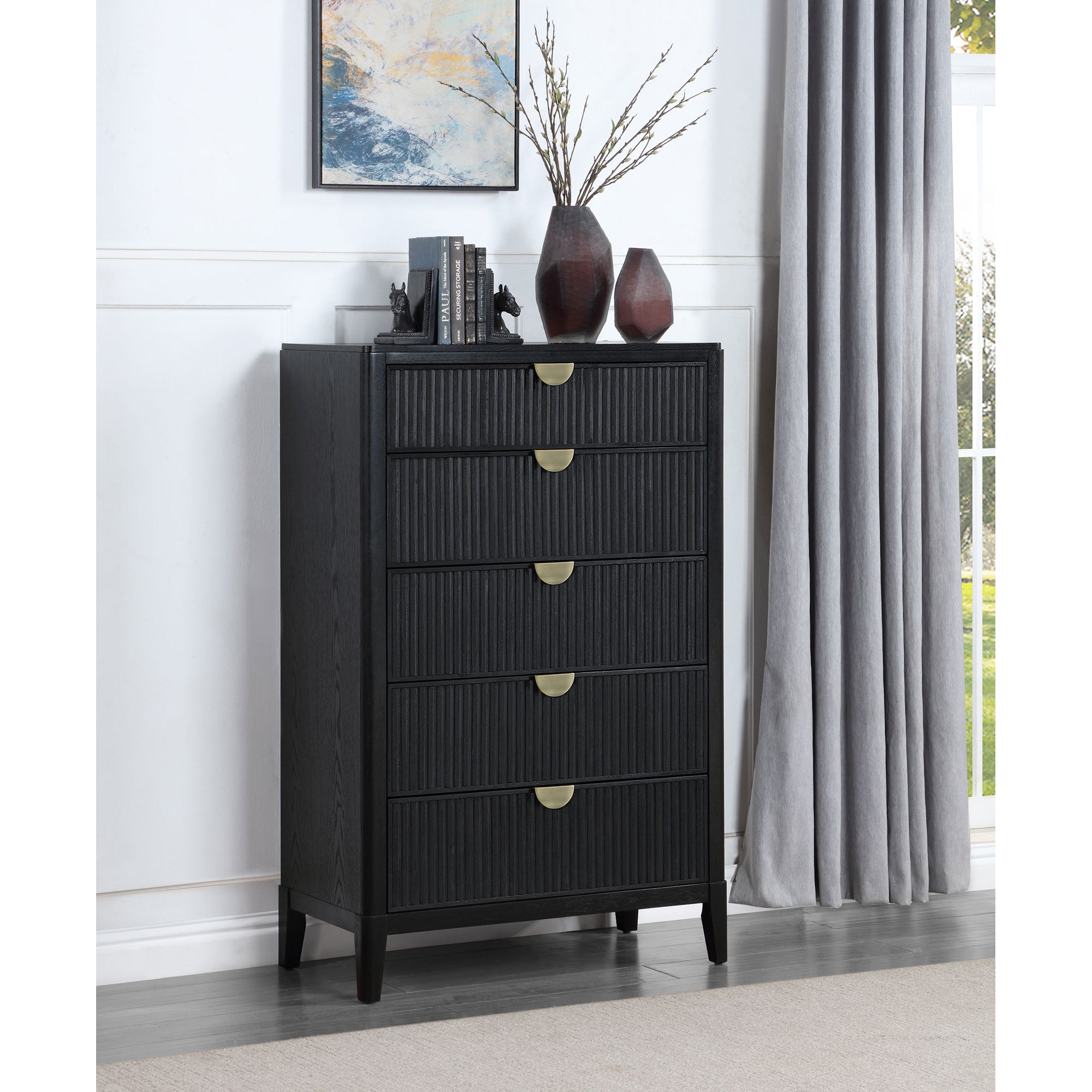 Mason Black 5-Drawer Chest - Stylish Bedroom Storage