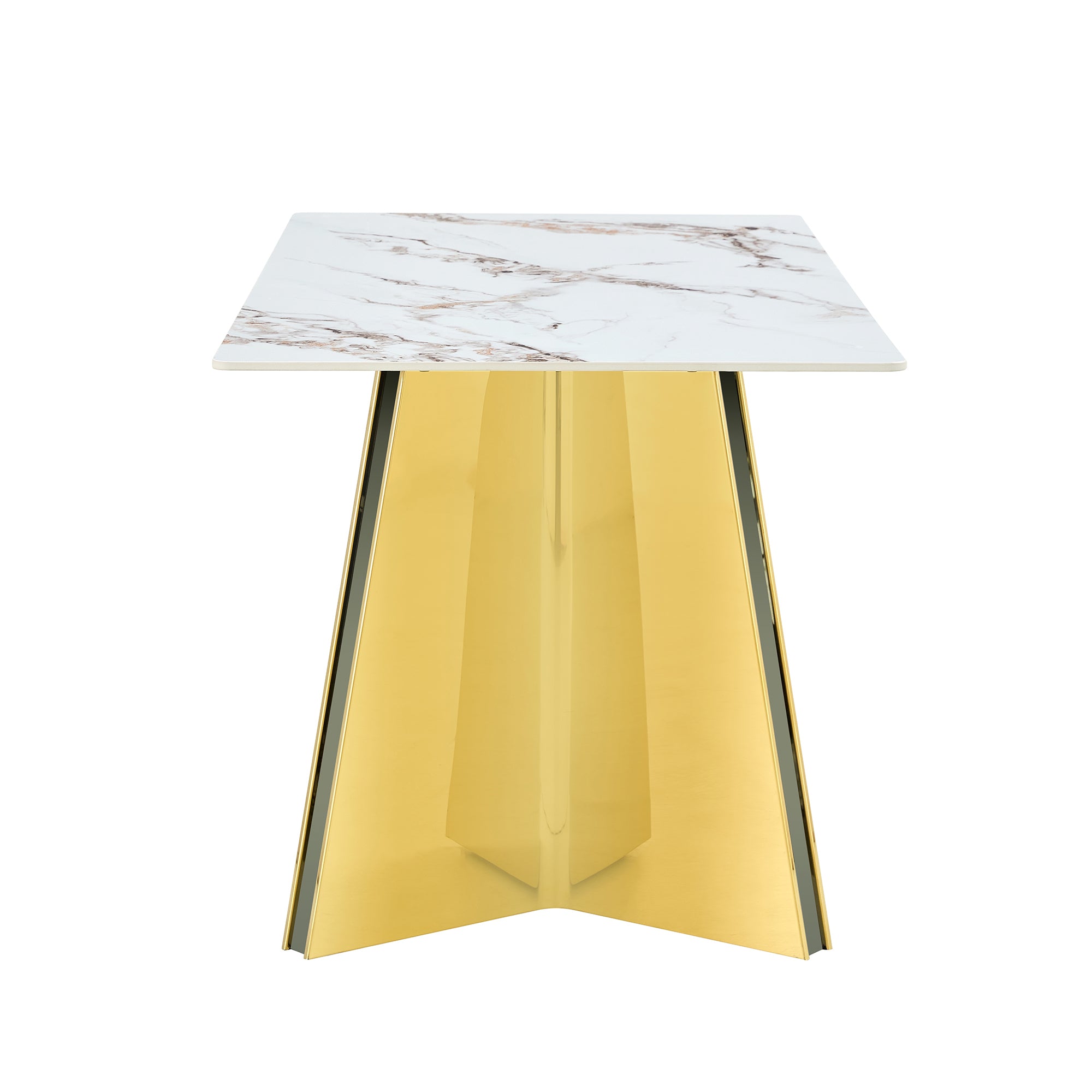 Jade Stone Dining Table & 4 White Chairs