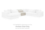 Highlighted armless chair section in light upholstery, part of a modular sectional