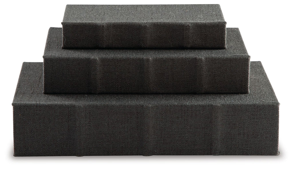 Dark gray fabric keepsake box set with stacked closed lids