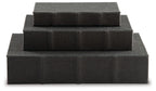 Dark gray fabric keepsake box set with stacked closed lids