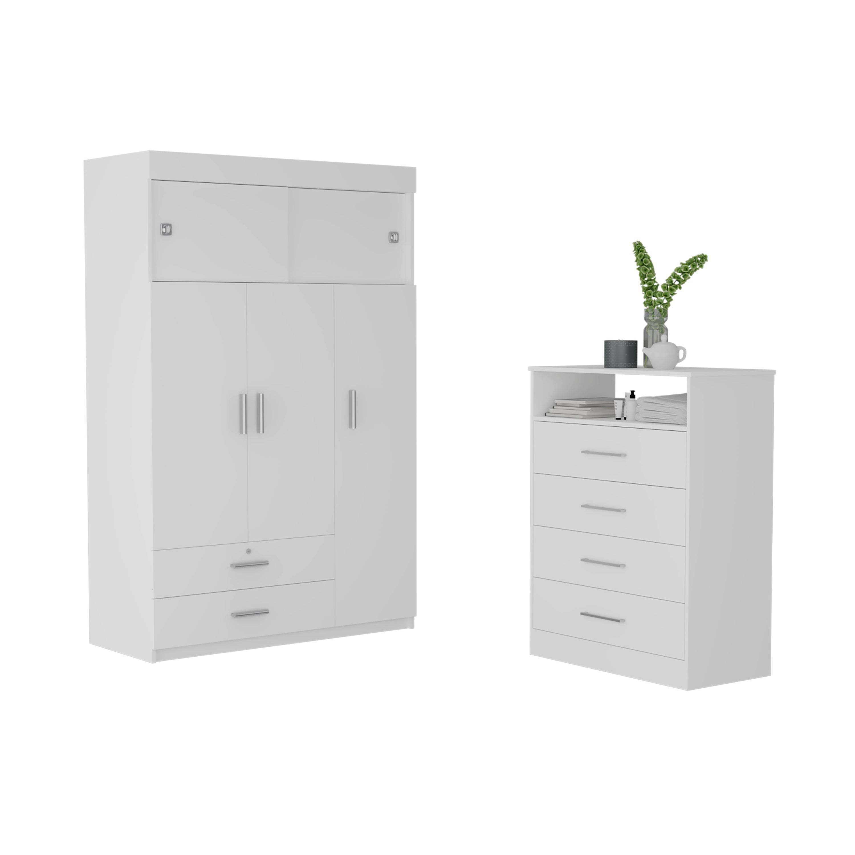Omaha 2-Piece Armoire & Dresser Set, White