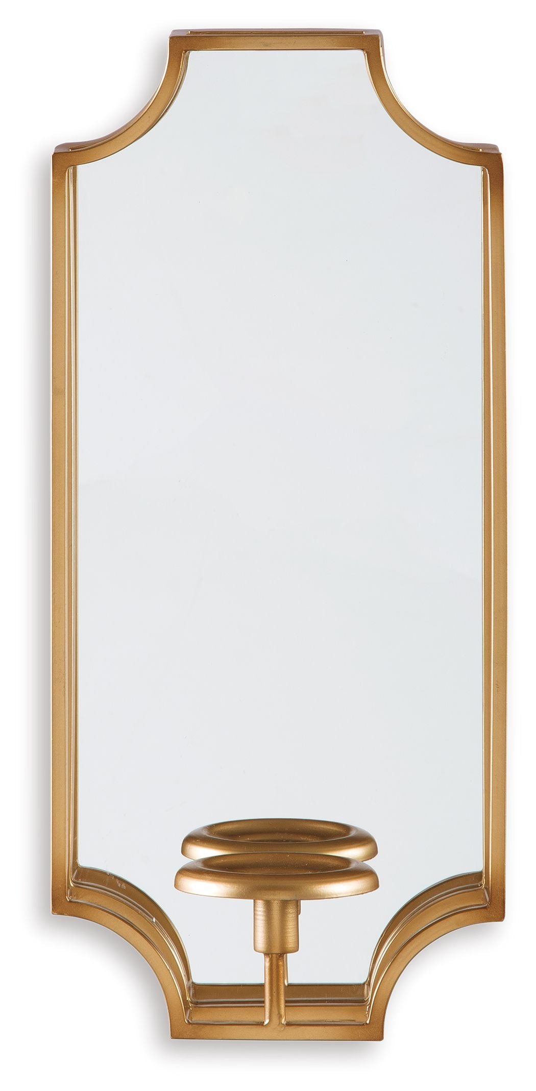 Gold wall sconce light with fluted glass panel and central candle cup