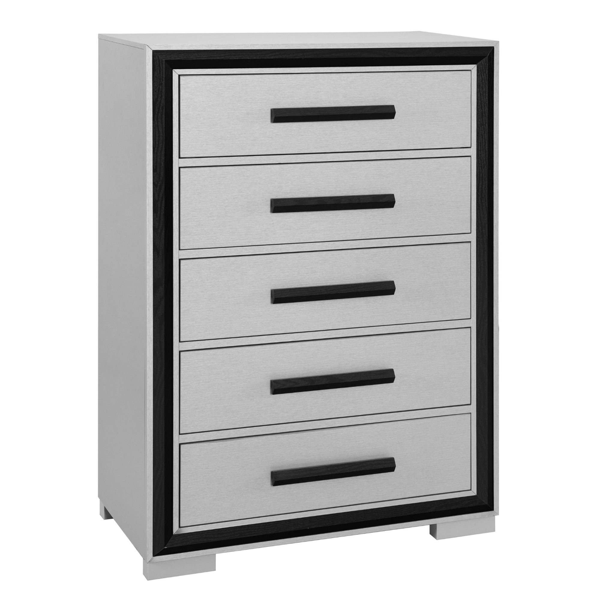 Adelaide Grey Black 5-Drawer Chest - Solid Wood & MDF
