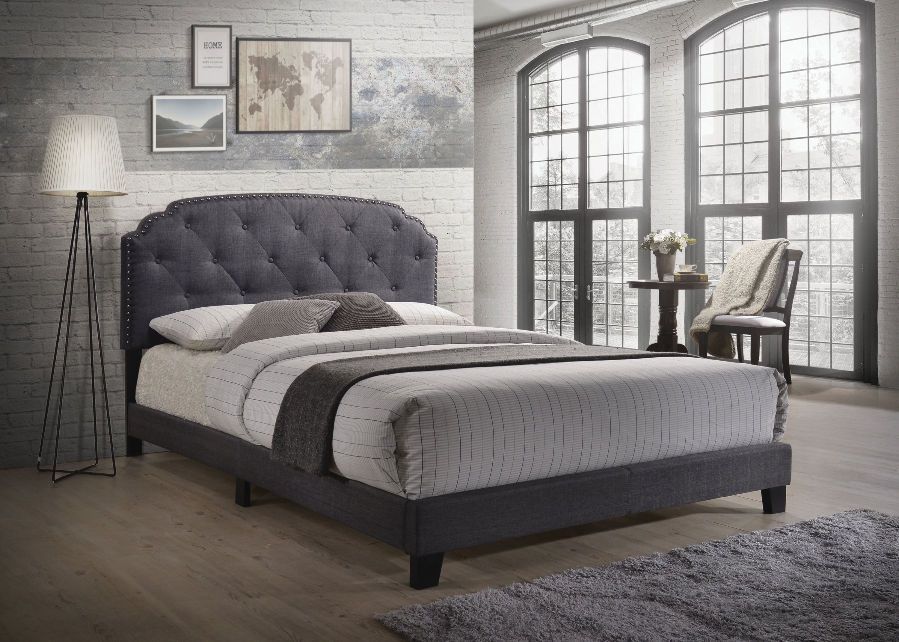 Tradilla Gray Fabric Queen Bed: Modern, Stylish, Comfortable