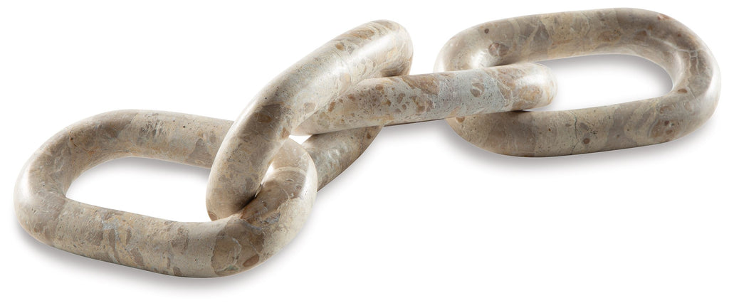 Light beige abstract sculpture with thick interlocking chain links