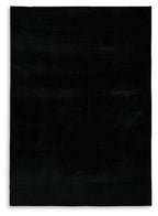 Anaben rug, solid black with smooth flat weave, rectangular