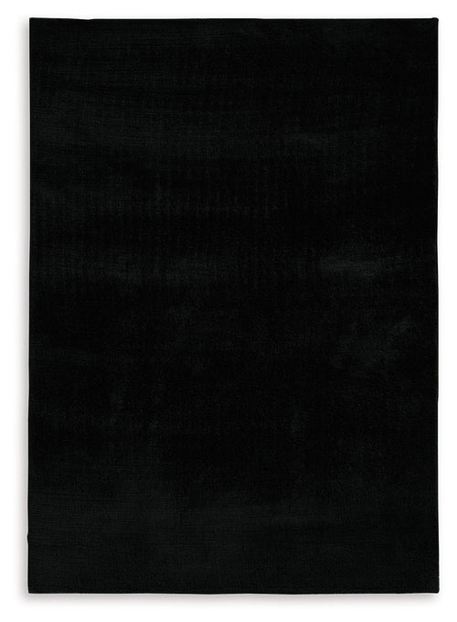 Anaben rug, solid black with smooth flat weave, rectangular