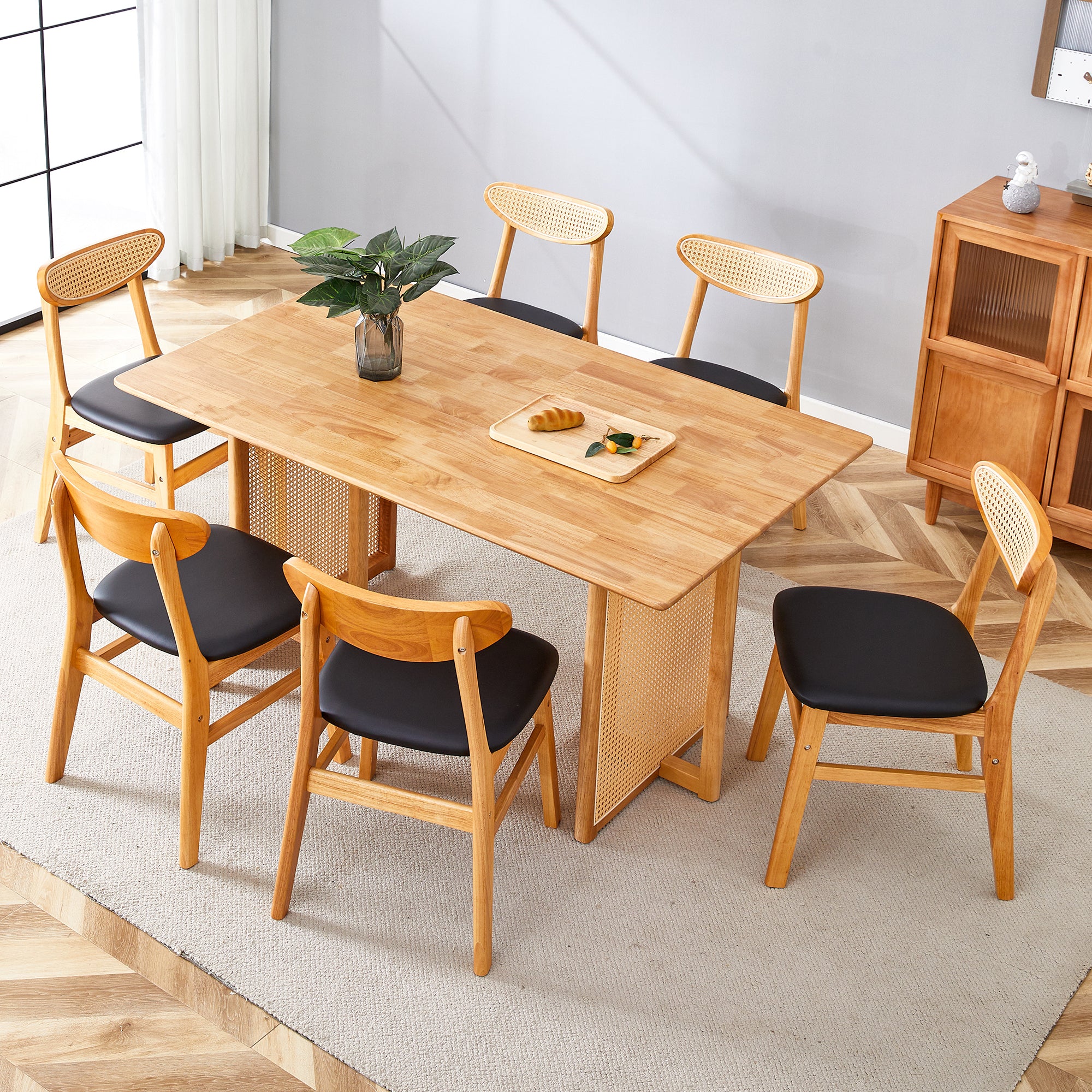 Ancient Style Solid Wood Dining Table & Chair Set