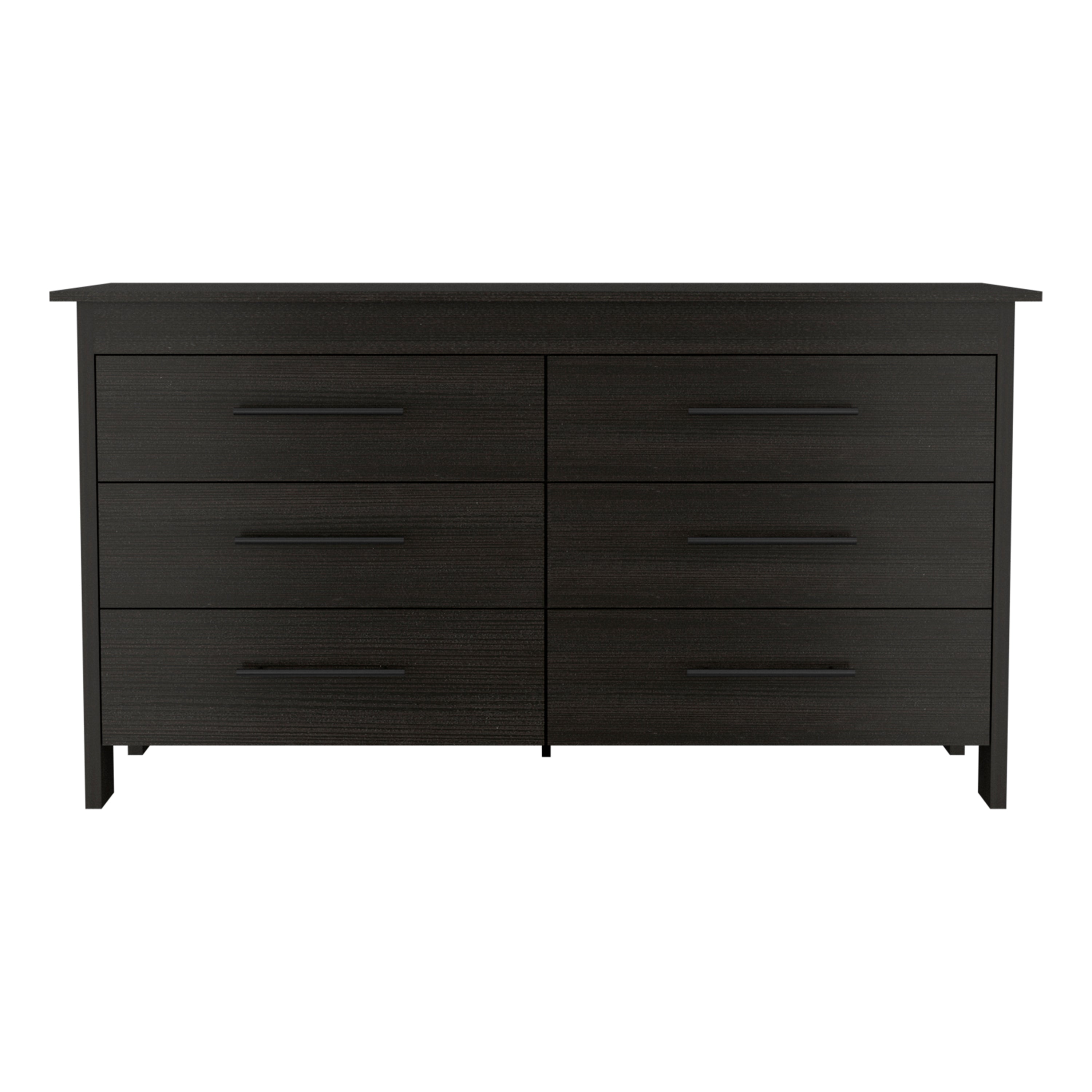 Black 6-Drawer Wezz Double Dresser | Modern Bedroom Furniture