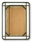 Accent mirror back panel with cork backing and black mounting brackets