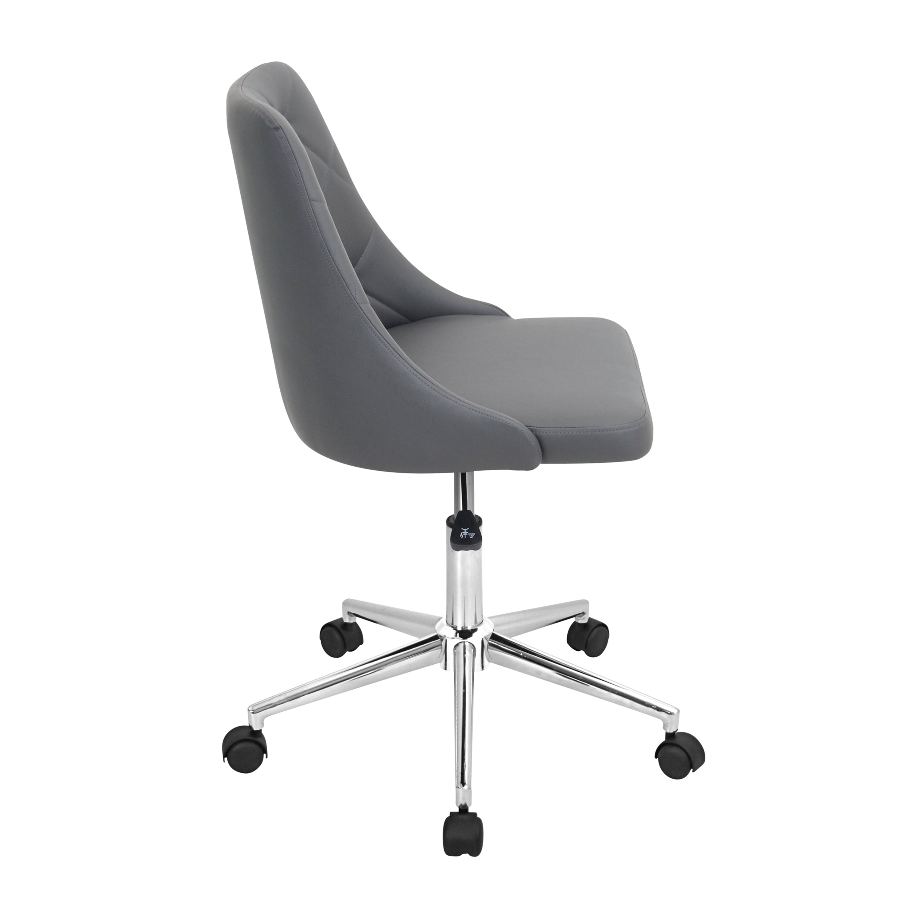 Contemporary Adjustable Swivel Office Chair - Grey Faux Leather