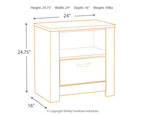 Nightstand dimension diagram: 24.75 in H, 24 in W, 16 in D