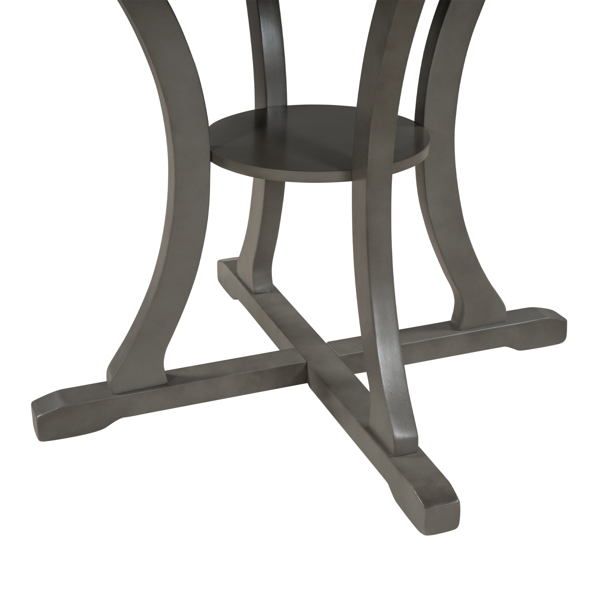 5-Pc Round Dining Set w/ Hollow Back Chairs (Gray)