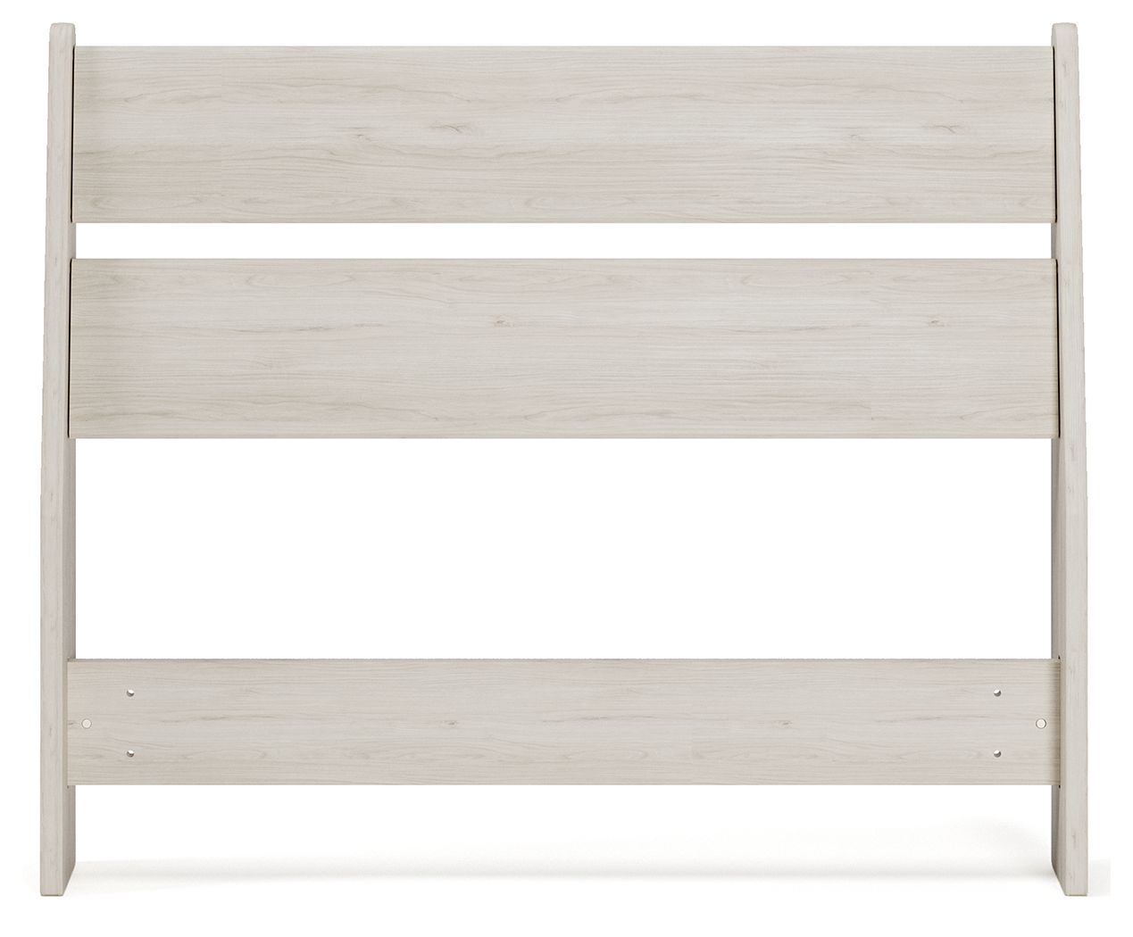 Socalle panel headboard, light wood with three horizontal slats and side posts.