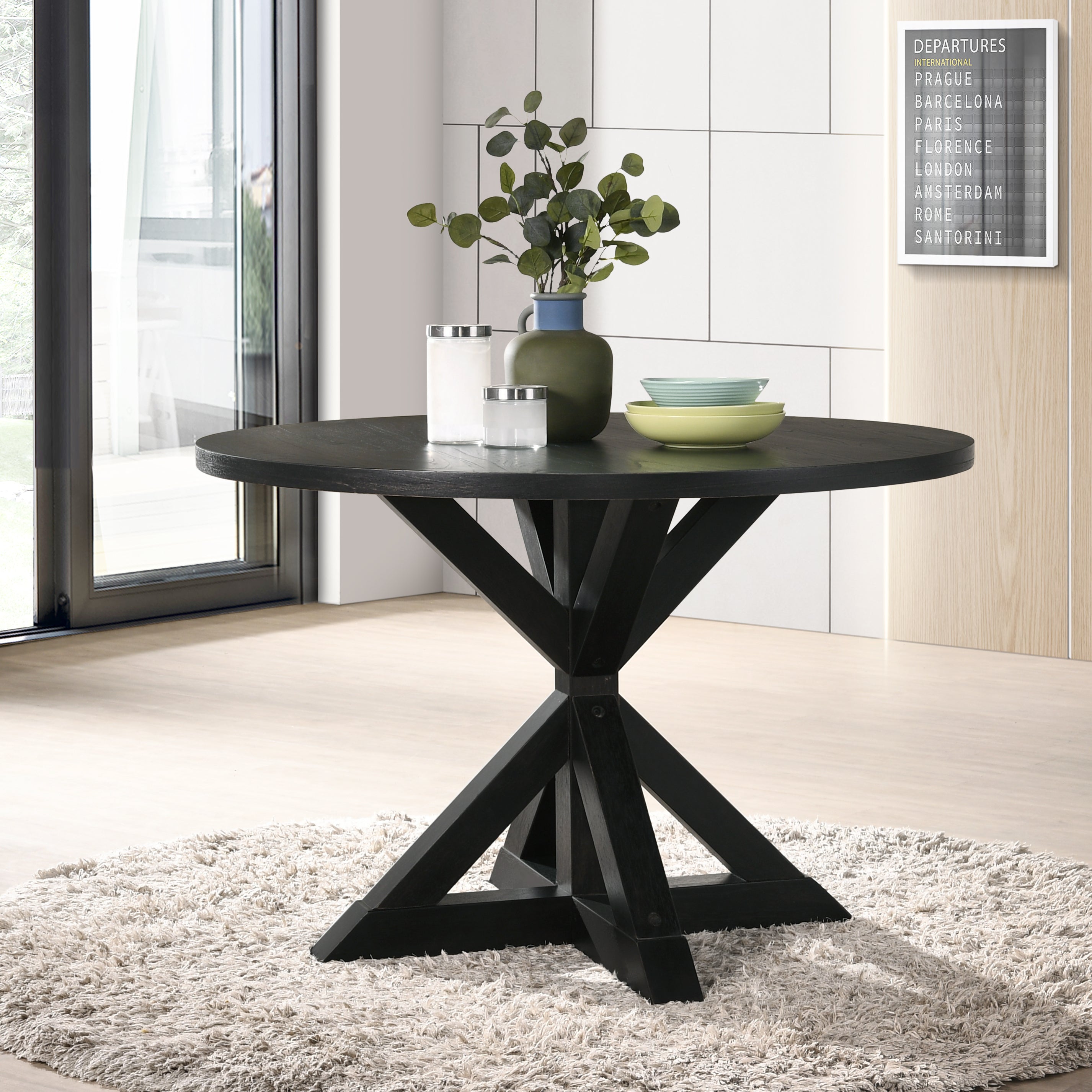 Indvale Black Cross-Buck 5-Piece Dining Set