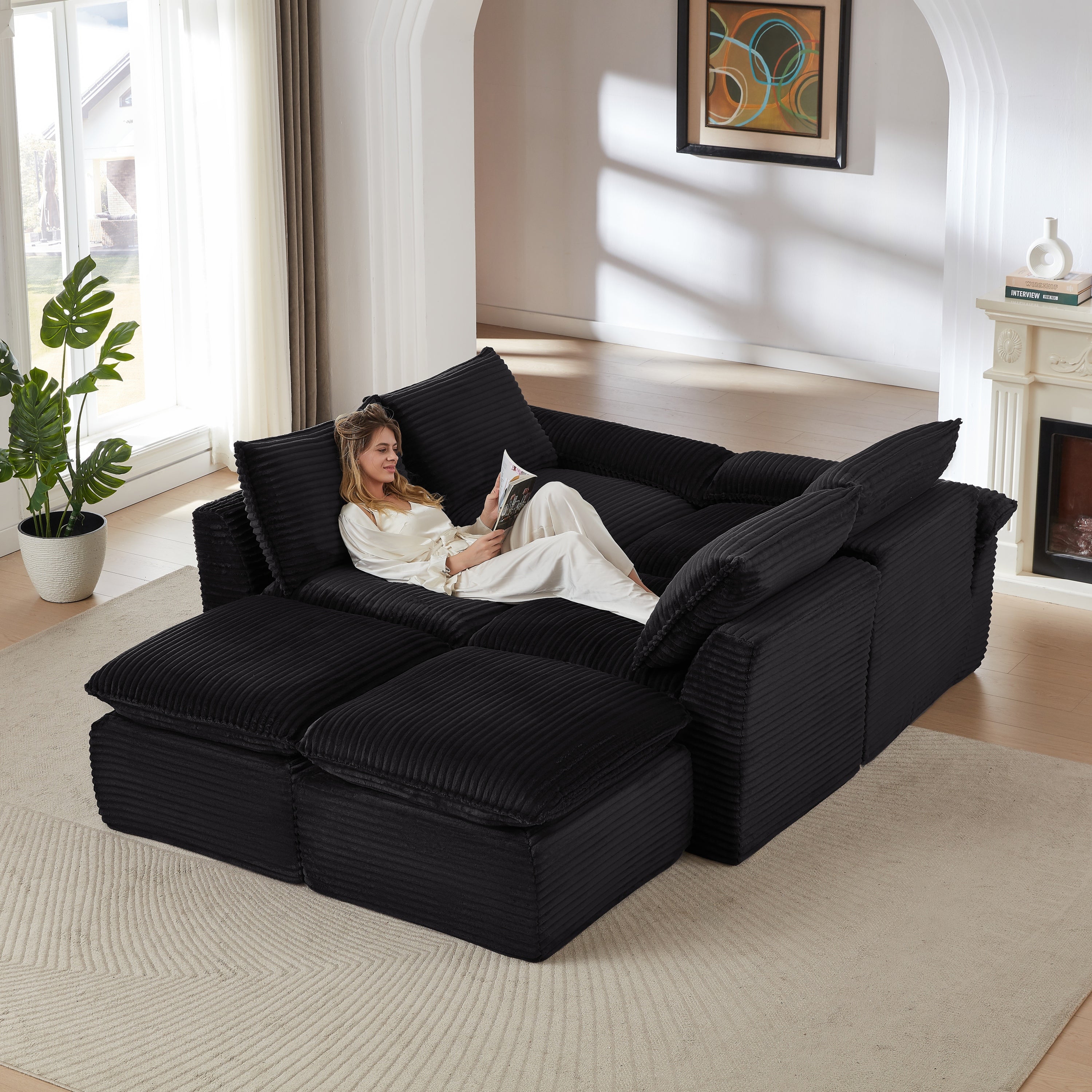 Modern Corduroy Cloud Sofa: Modular Comfort for Any Space