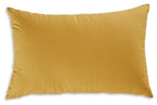 Solid yellow rectangular pillow with smooth fabric