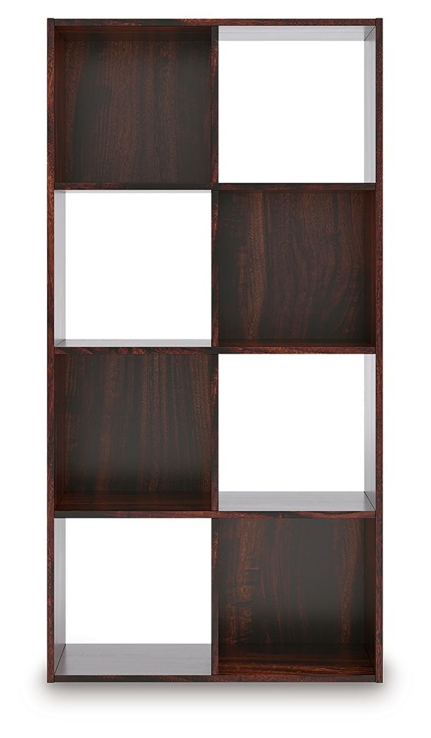 Dark brown cube organizer with white interior square cubbies