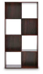 Dark brown cube organizer with white interior square cubbies