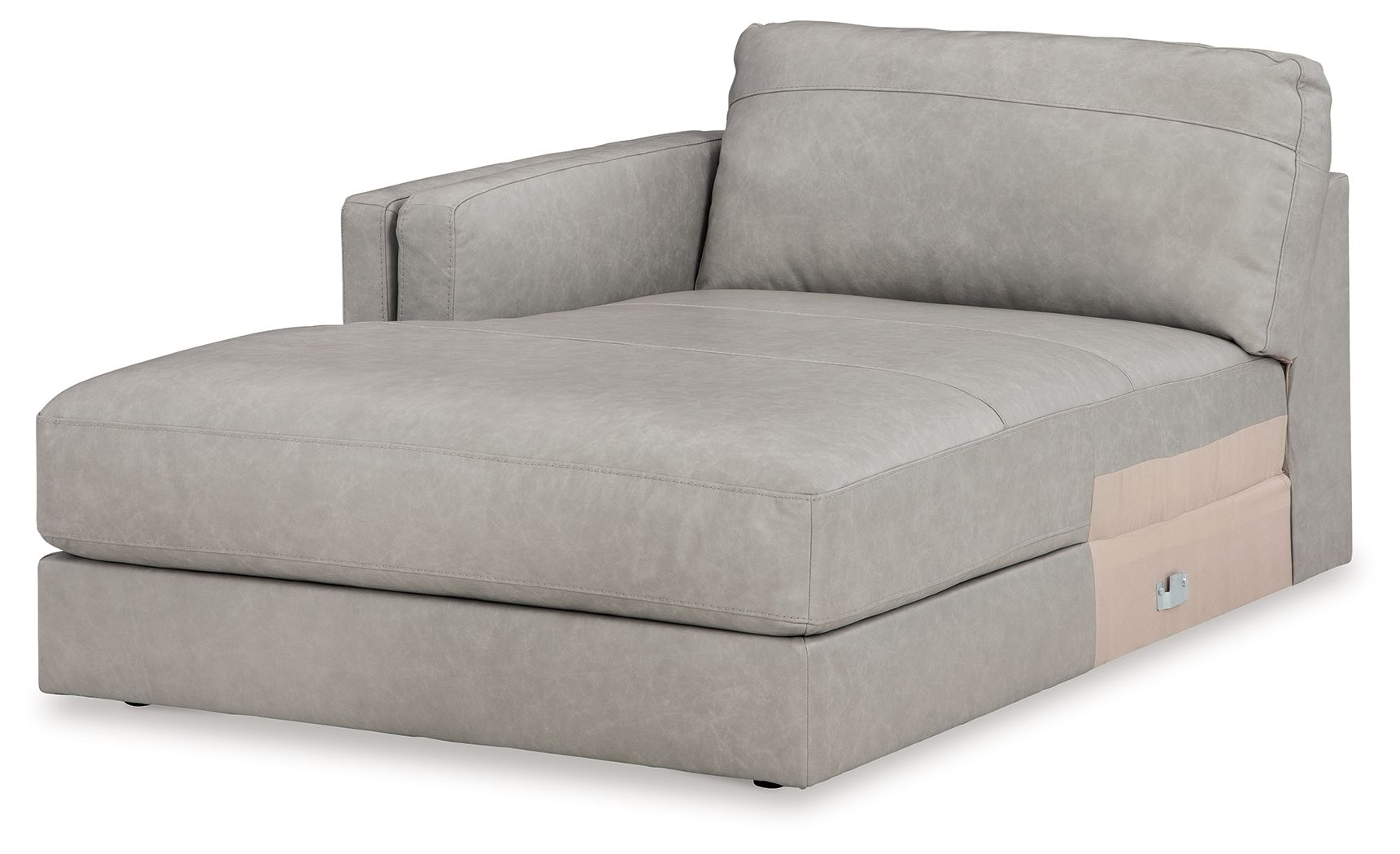 Light gray corner chaise sofa with squared arms and wide seat