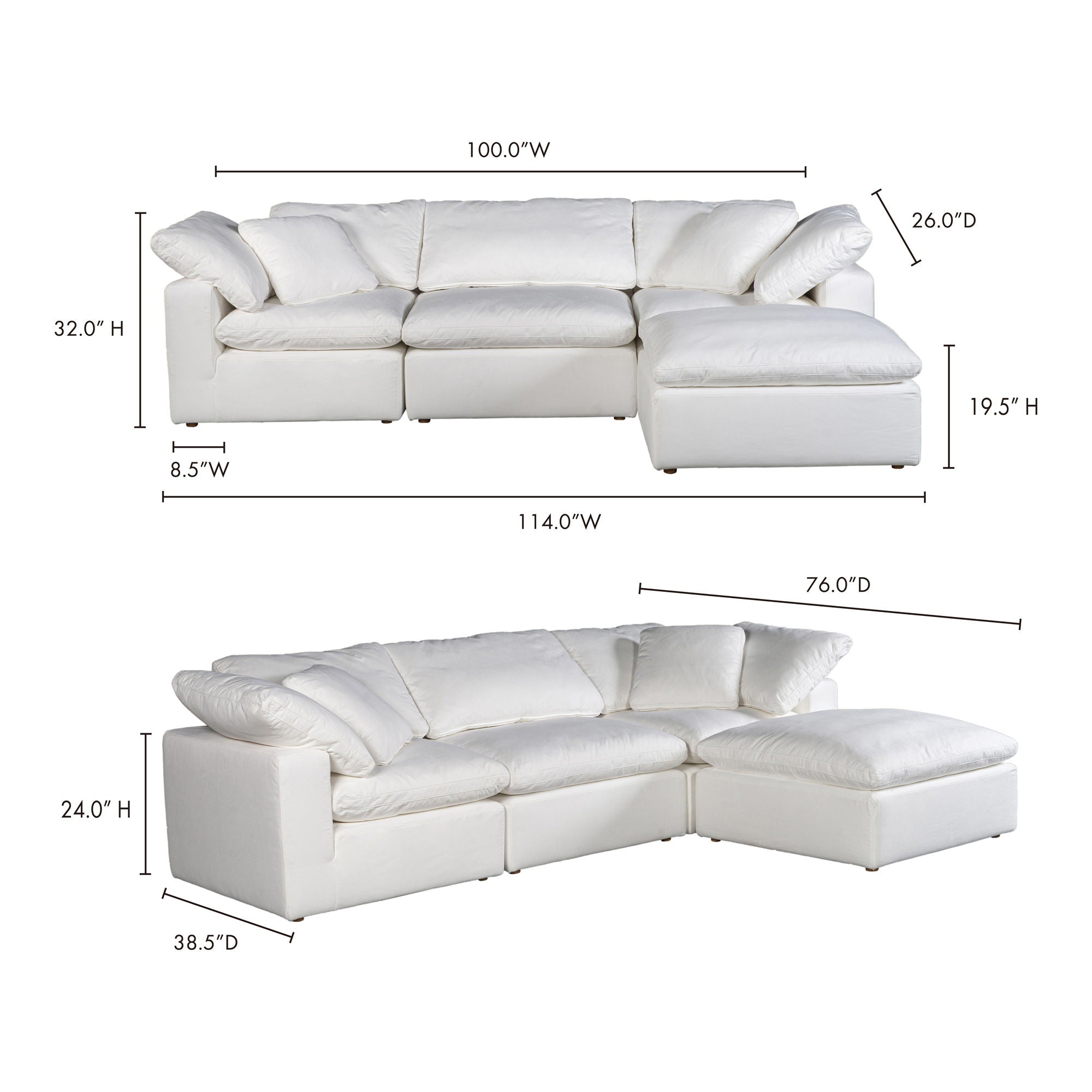 Terra Condo Lounge Modular Sectional - LiveSmart Fabric - Cream White - Comfortable and Stylish Living Room Furniture-Stationary Sectionals-American Furniture Outlet