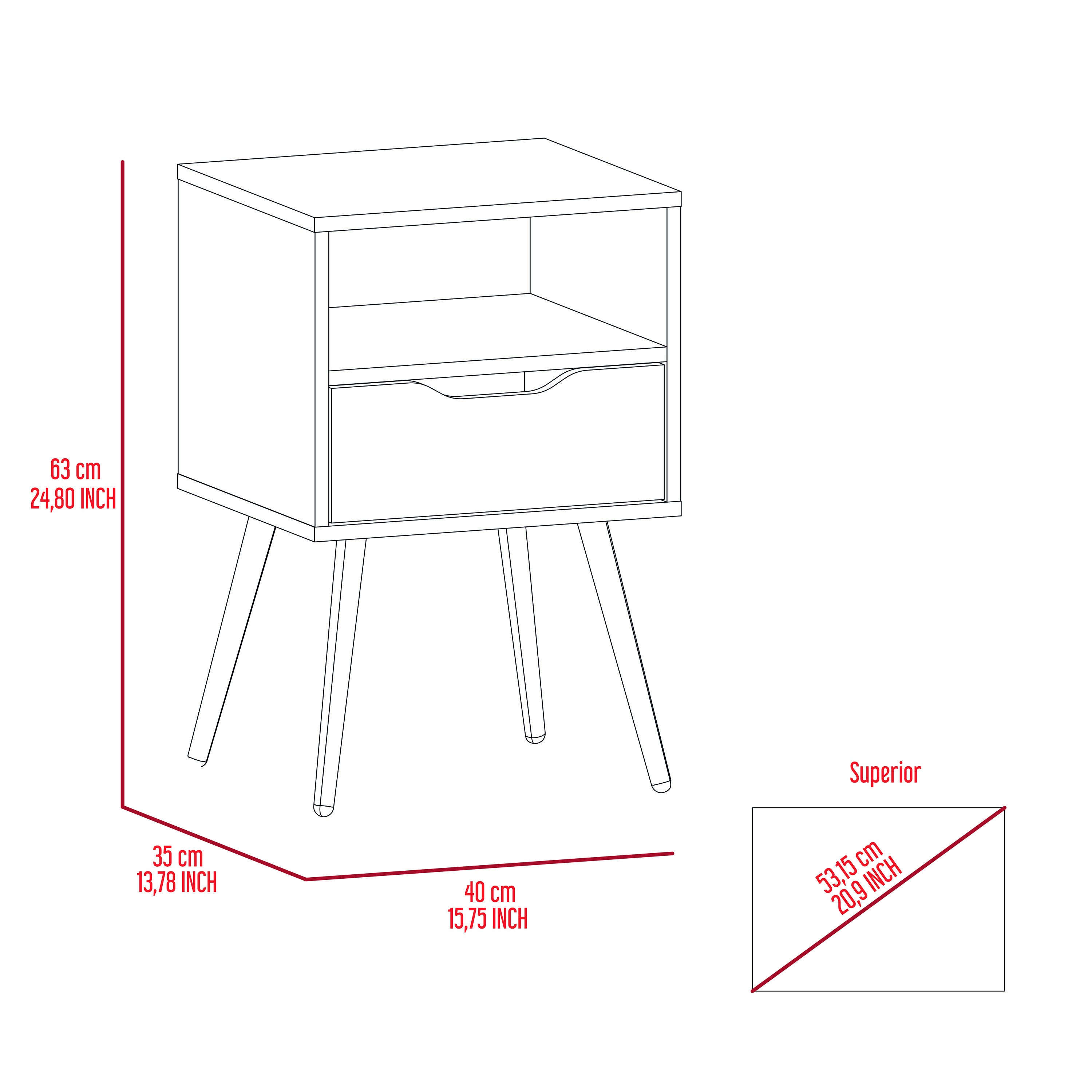 Otom Nightstand w/ Drawer & Shelf - Dark Walnut