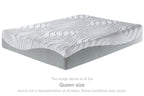 12-inch memory foam mattress with white wave-pattern cover and gray sides