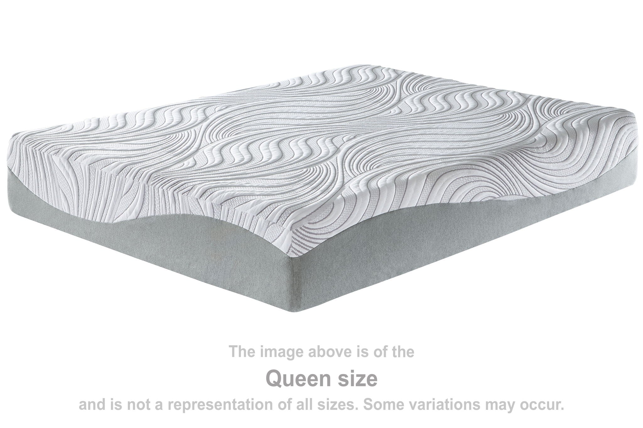 White quilted mattress top with gray base, shown from a side angle