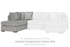 L-shaped corner chaise sectional with cement-gray left section and white right section