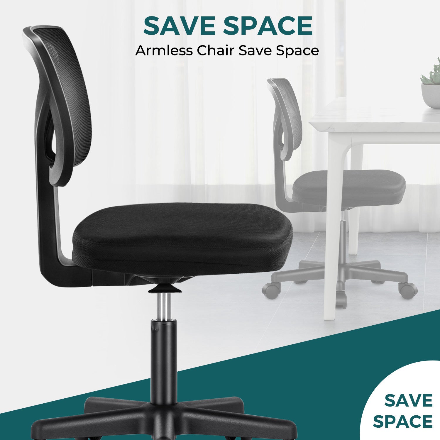 Small Home Office Chair w/ Lumbar Support (Armless)