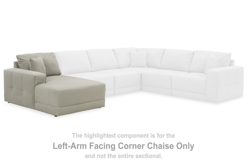 Corner chaise module, light gray upholstery, shown as the left arm section of a set.