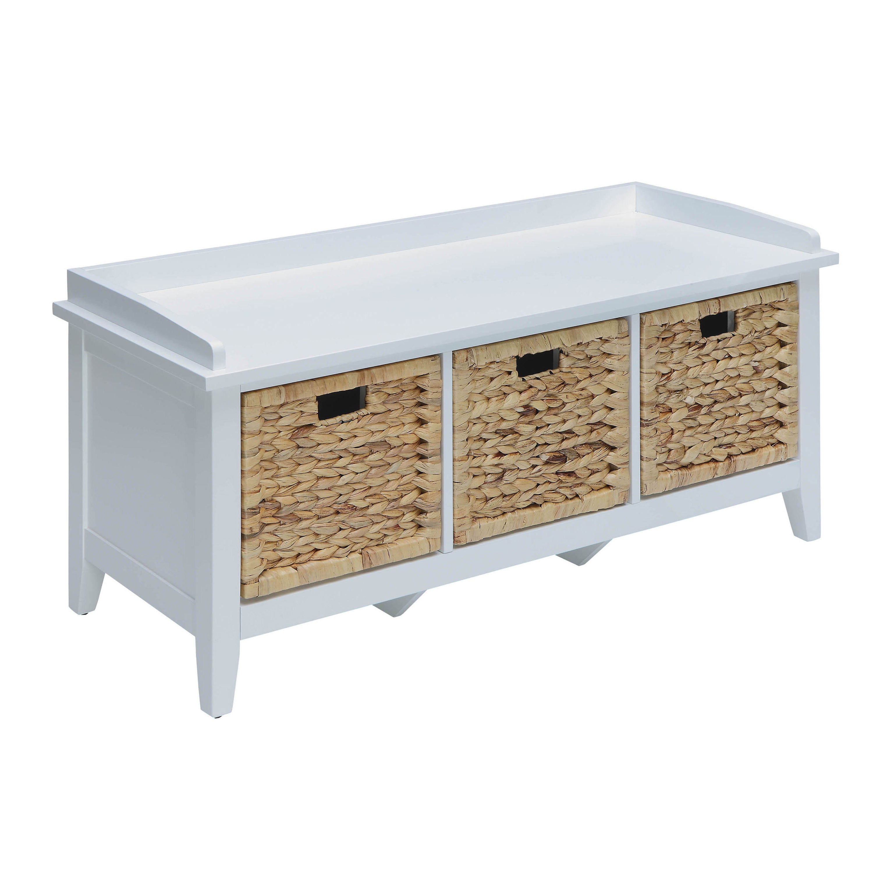 3-Drawer Beige & White Storage Bench