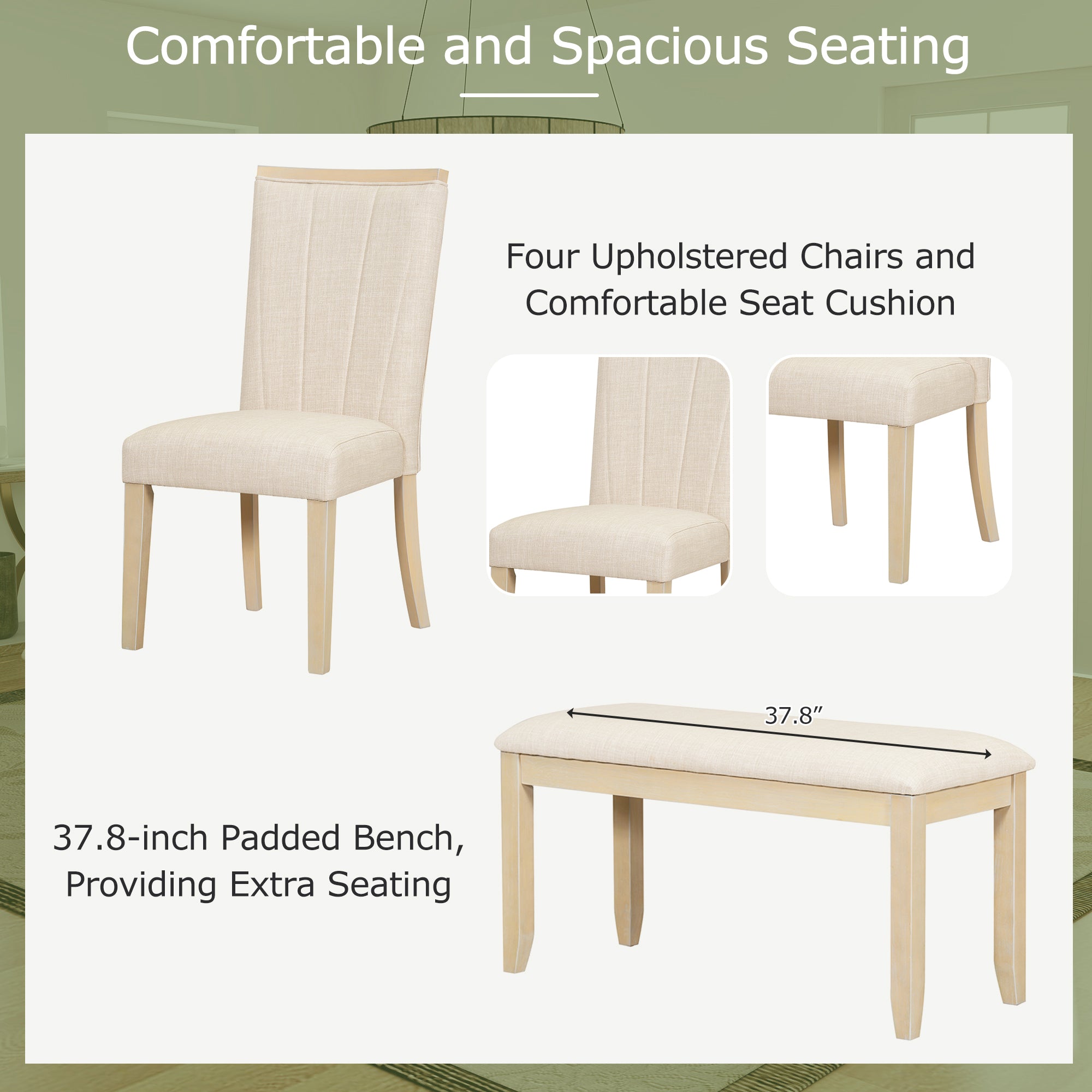 78" Extendable Dining Table Set, 6-Piece
