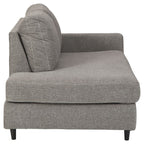 Graphite gray corner chaise sofa with stitched panel pillow and arm detail