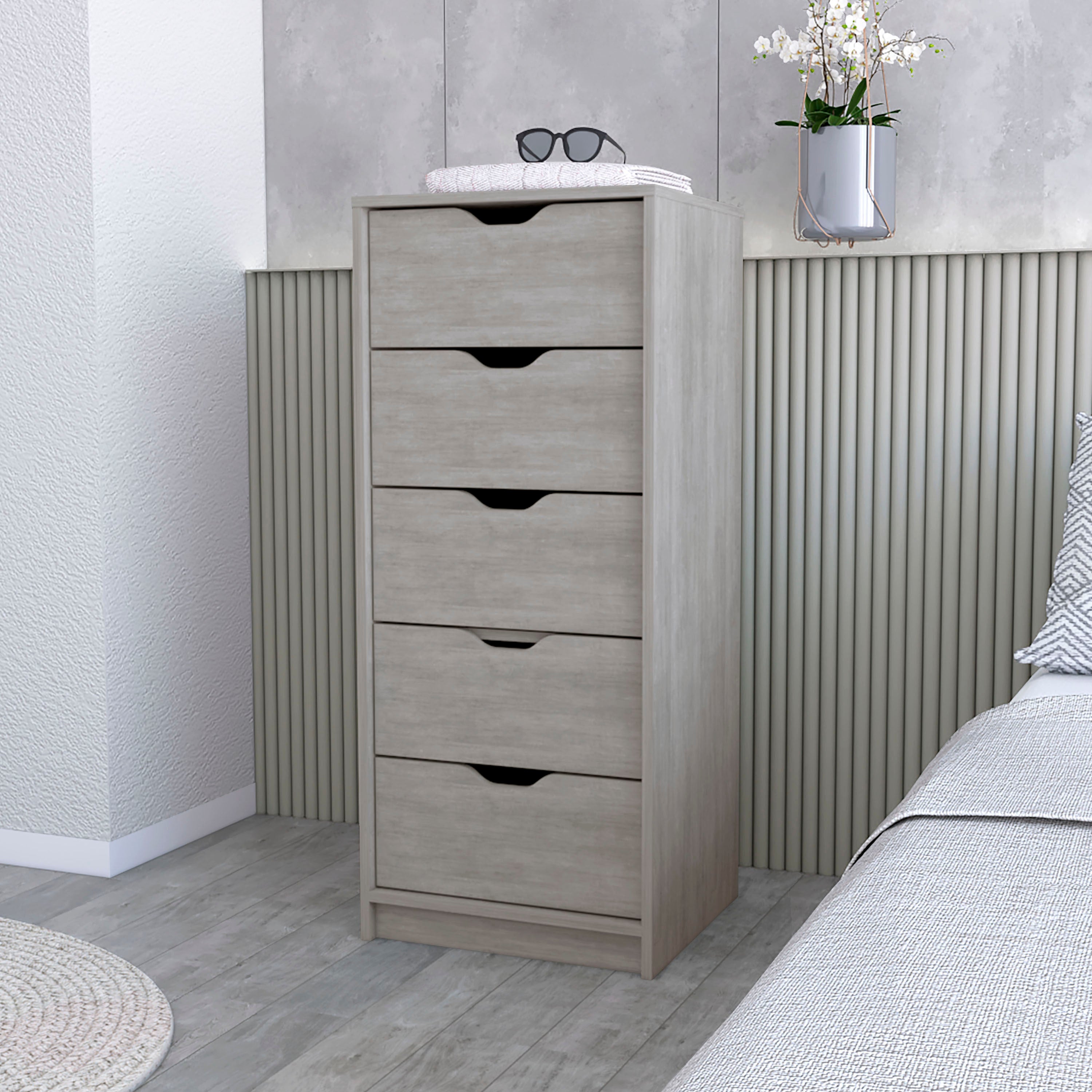 Dillon 5 Narrow Drawer Dresser, Tall Chest of Drawers