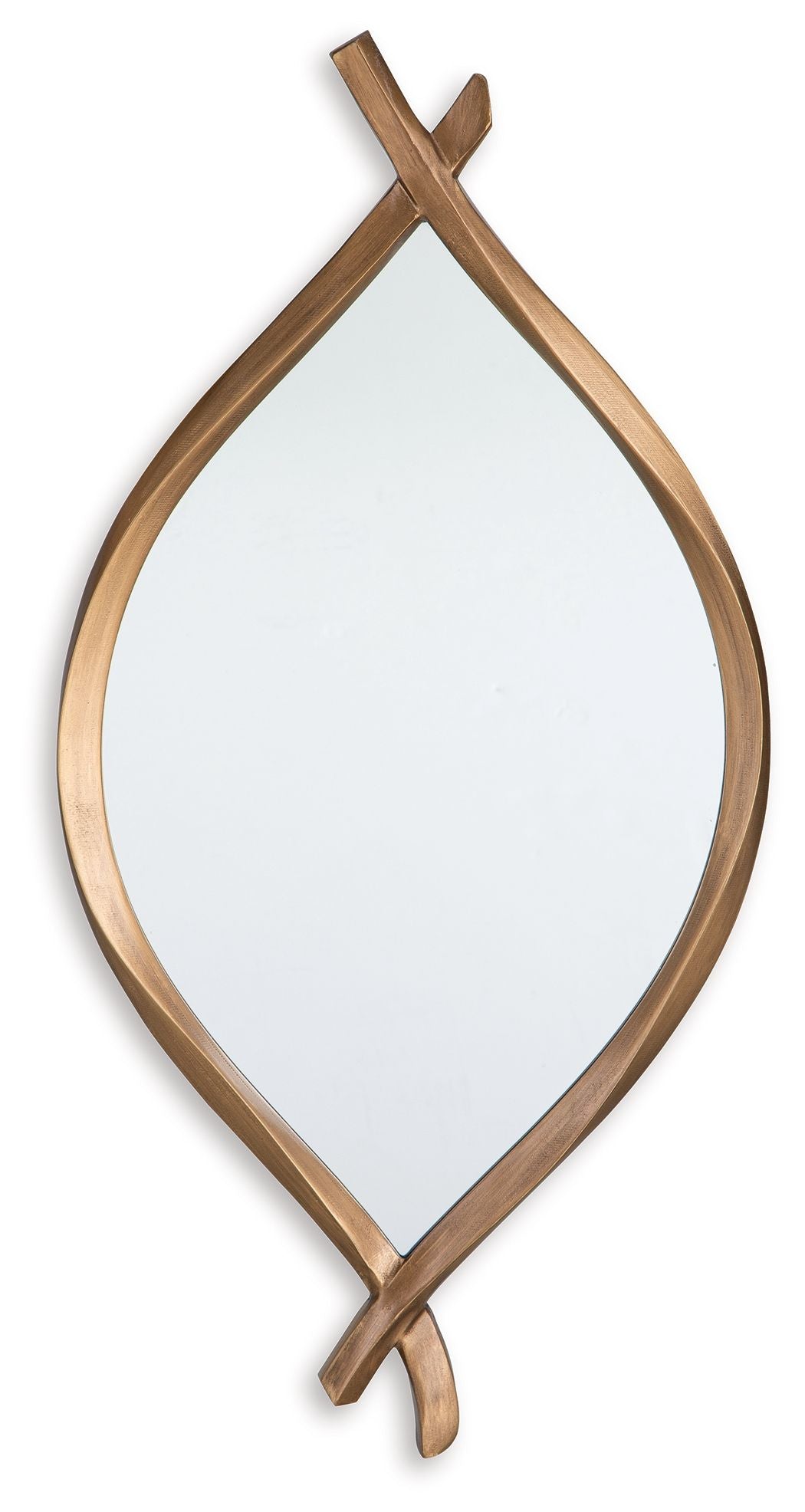 Bartner accent mirror with antique gold teardrop frame and cross brace