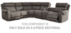 Gunmetal power recliner sectional sofa with console and chaise arms