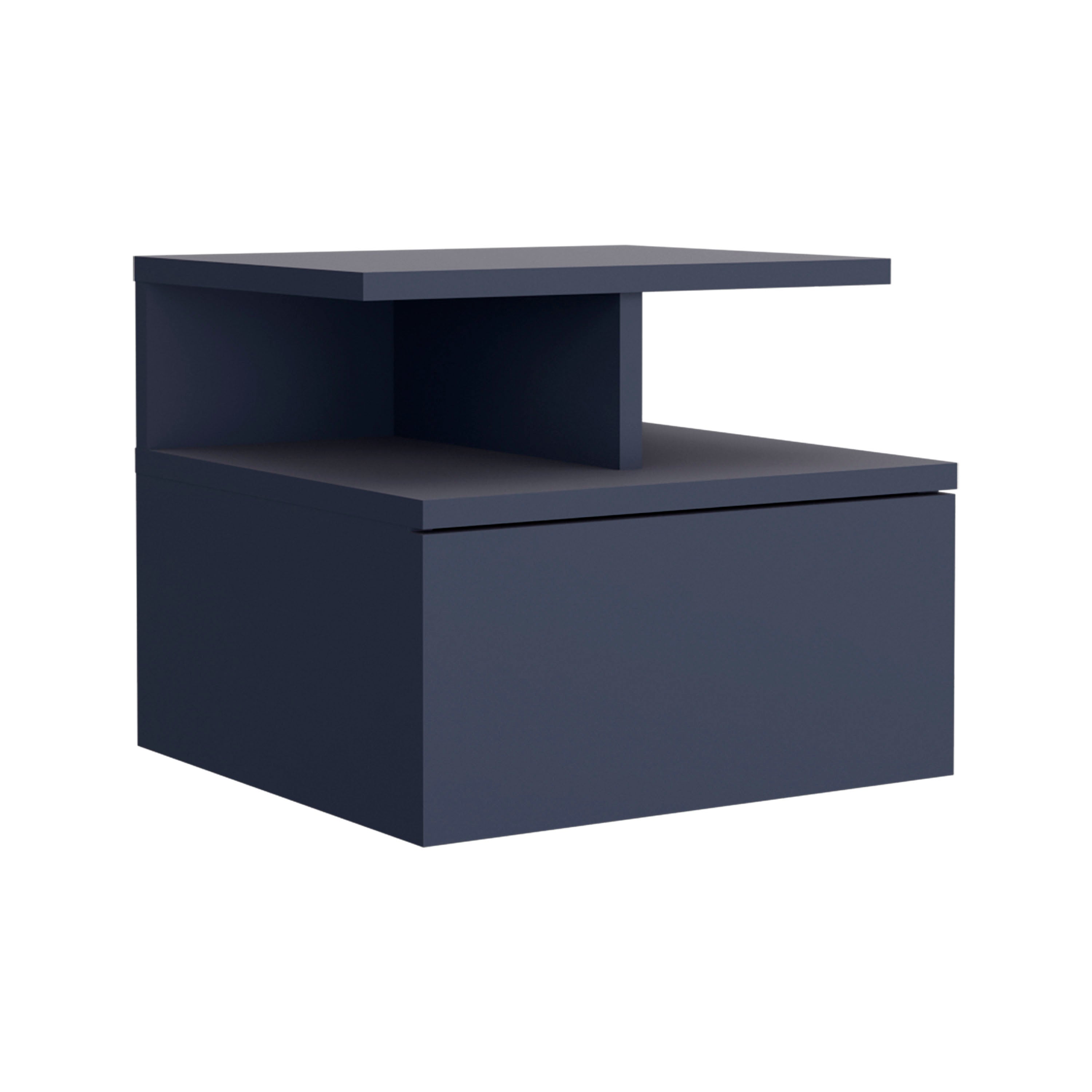 Adele Blue Floating Nightstand, 1-Drawer, 2-Shelves Storage
