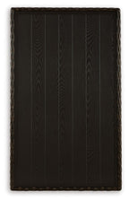 Brown rectangular table top with dark wood-grain finish and bordered edge