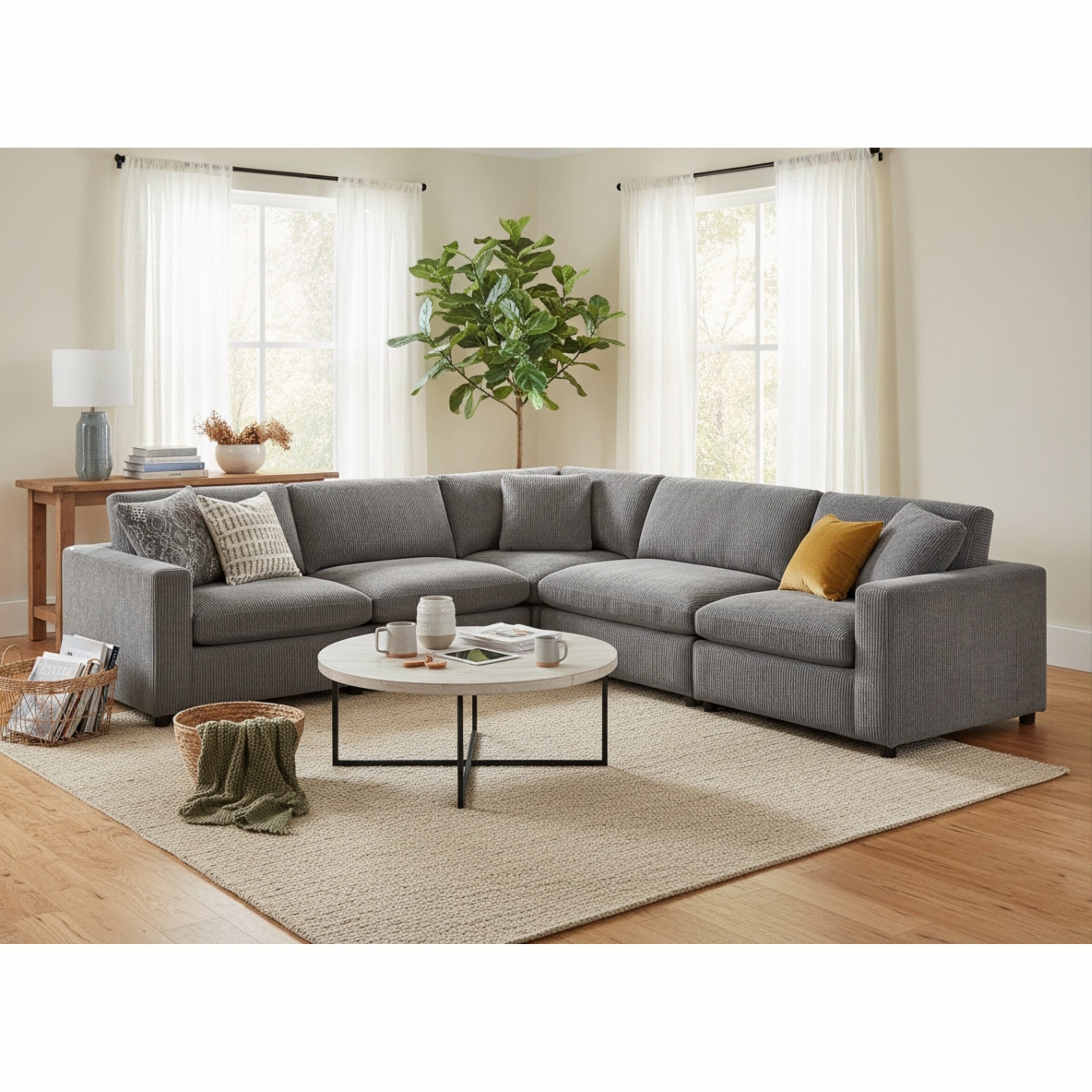Chelsea Modular 5-Pc Sectional Sofa - Charcoal