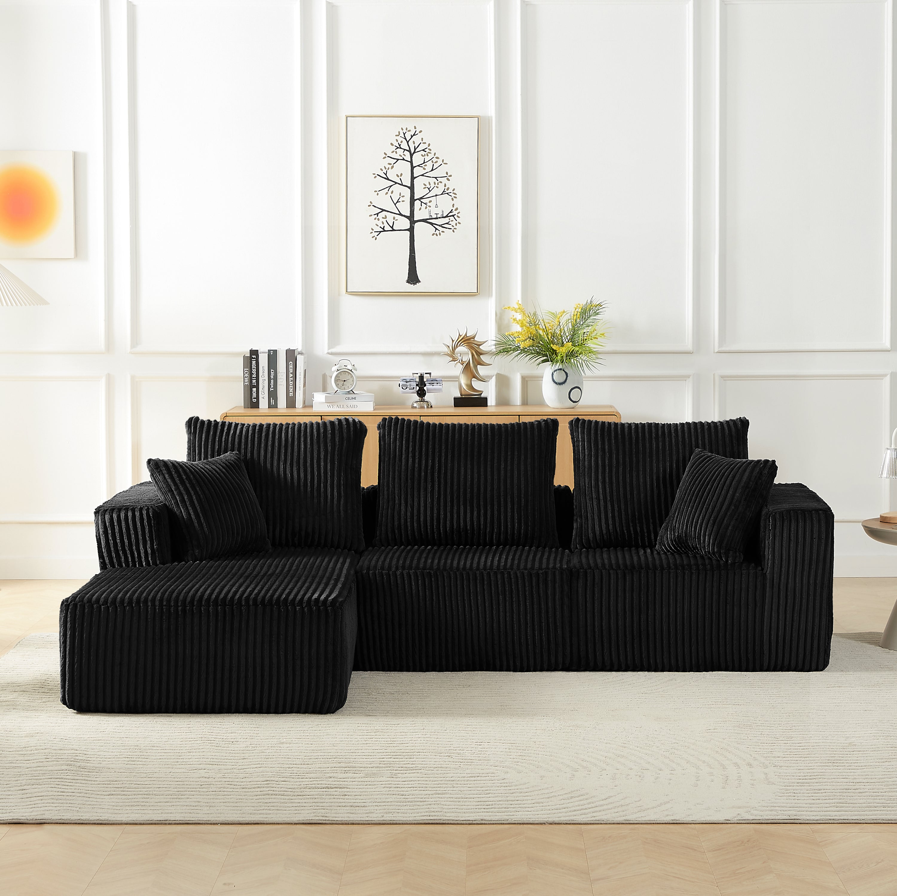 Modular Sectional Sofa: Modern Corduroy Cloud Couch, Deep Seat